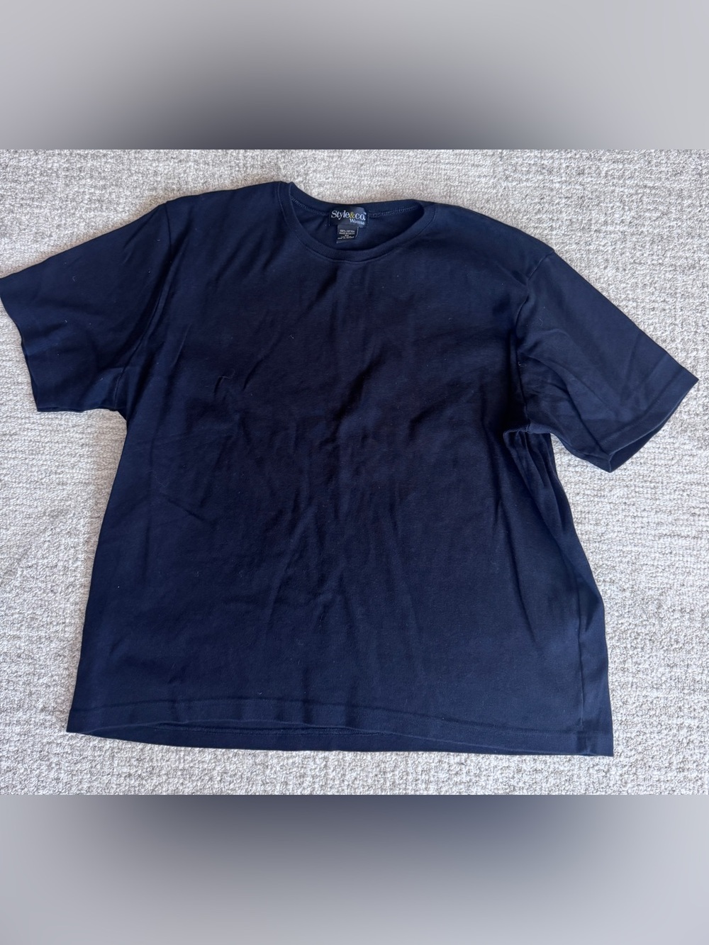 Style & Co. Women's Short Sleeve Crewneck Tee - Navy Blue
